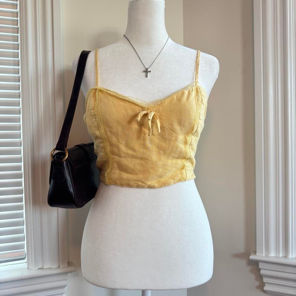 Forever 21 yellow laced coquette crop top